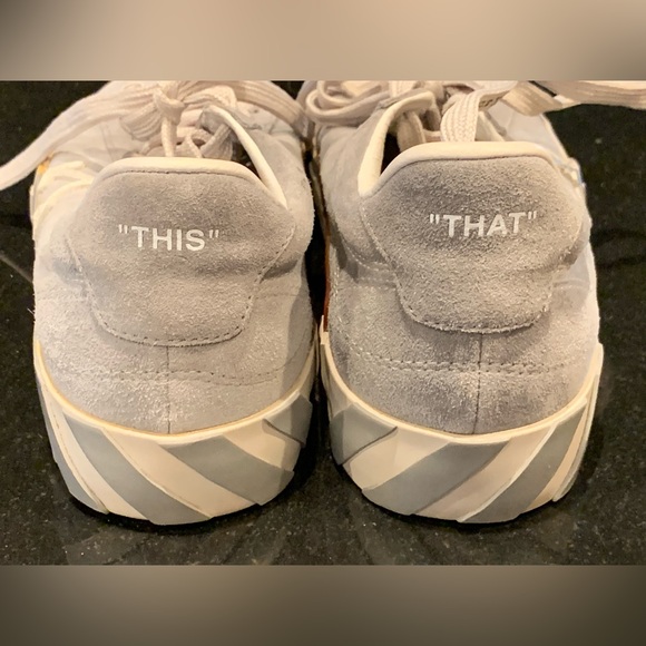 Off-White Grey Suede Vulcanized Low Top Sneakers, Size 38 - Picture 10 of 16